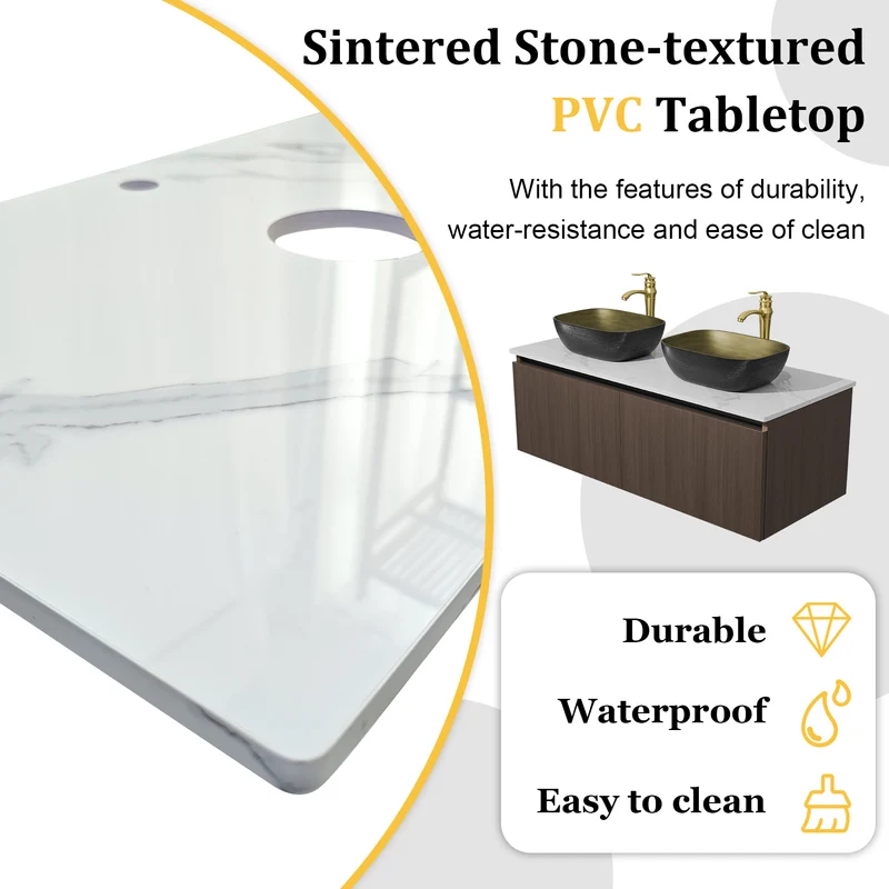 LUVODI Floating Bathroom Vanity Set: Vintage Wall Bathroom Vanity Sink with Doors ( Mirror not Included)
