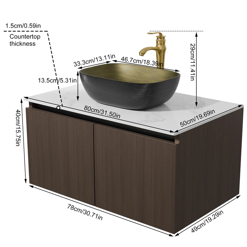 LUVODI Bathroom Vanity Sink: Wall Mounted Floating Bathroom Sink ( Mirror not included）