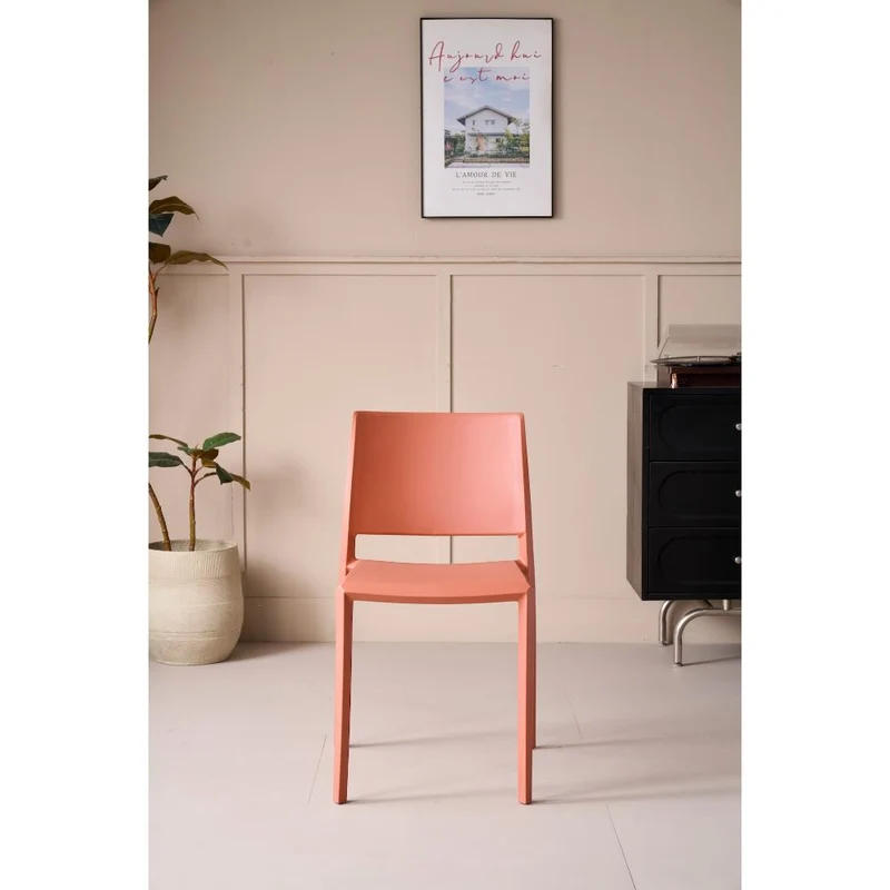 Silla Toledo, Color Terracota, con Espaldar Liso y Cuadrado, Diseño Moderno