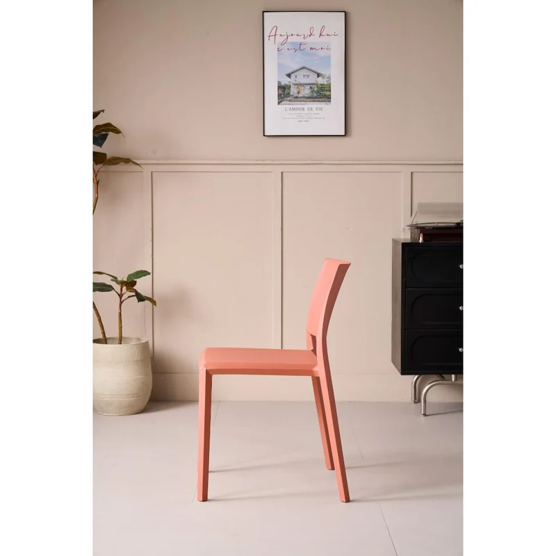 Silla Toledo, Color Terracota, con Espaldar Liso y Cuadrado, Diseño Moderno