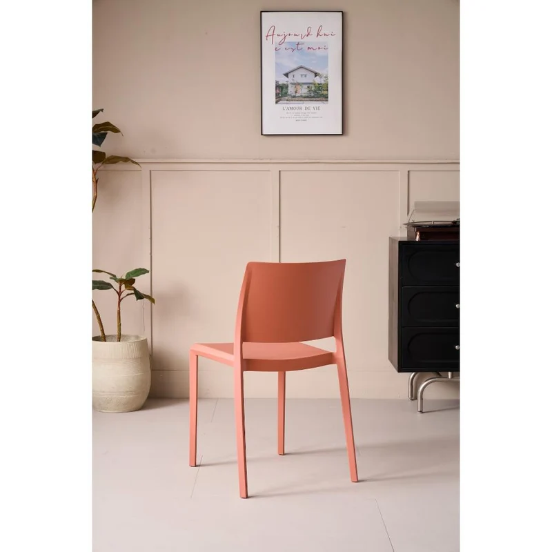 Silla Toledo, Color Terracota, con Espaldar Liso y Cuadrado, Diseño Moderno