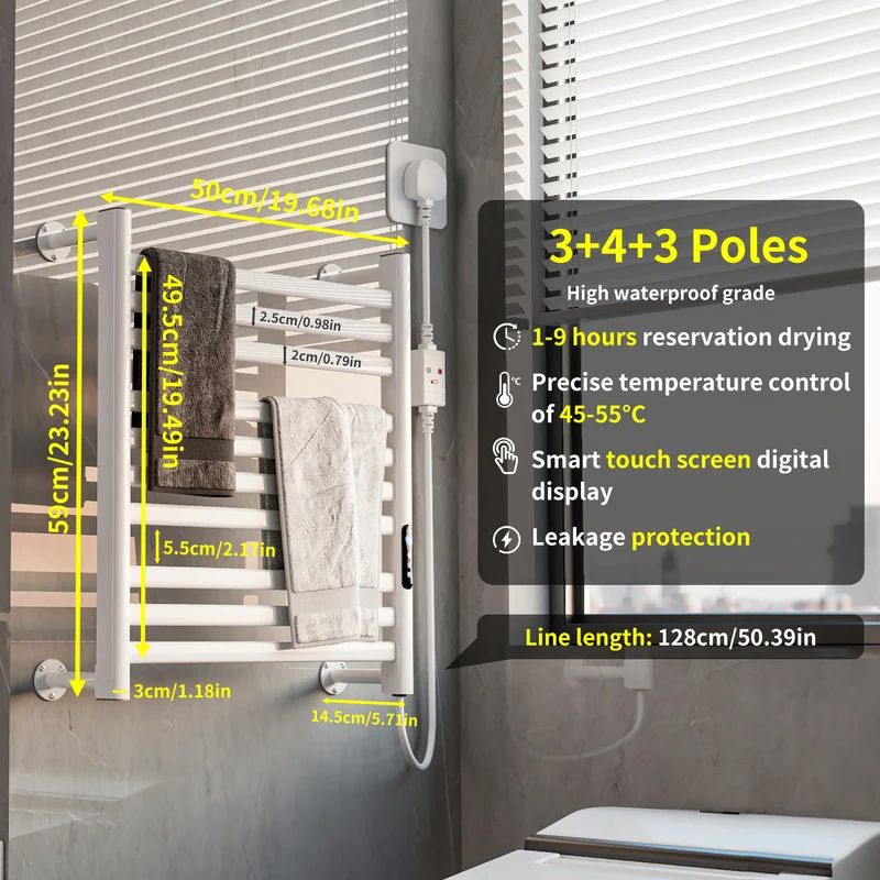 LUVODI Towel Warmer Rack: IP44 Aluminum Alloy Electric Towel Dryer Warmer for Bathroom