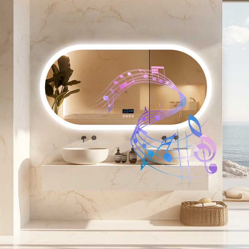LUVODI Oval Bluetooth Bathroom Mirror 1200*600mm Bluetooth Speaker Bathroom Mirror