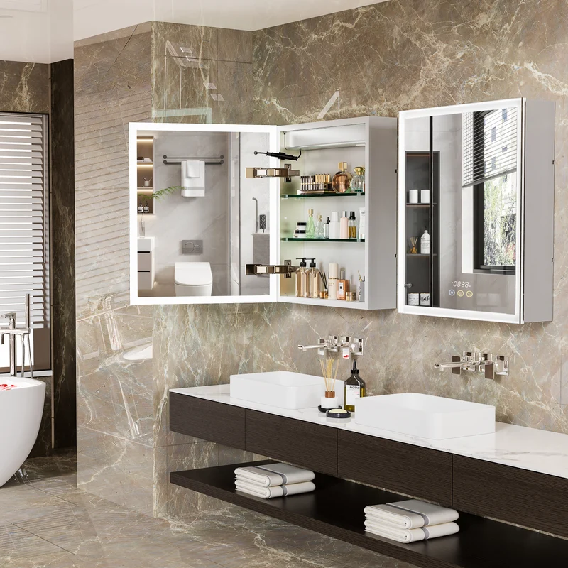 LUVODI LED Bluetooth Bathroom Mirror Cabinet, 500x600mm, 600x700mm, 3 colors, defogging