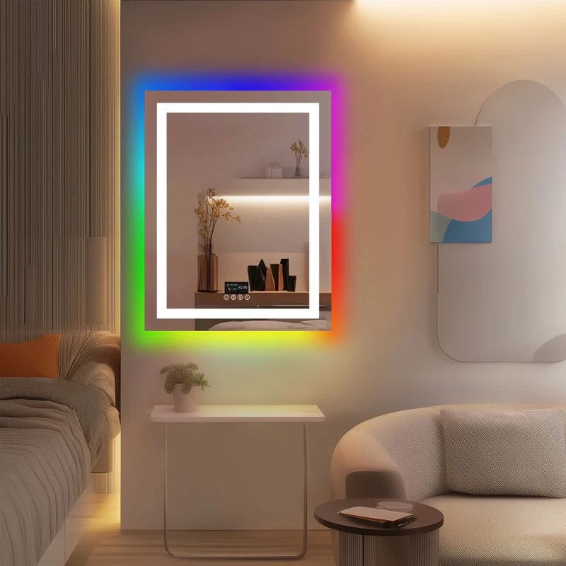 LUVODI Rectangular LED Bluetooth Bathroom Mirror with RGB Backlit