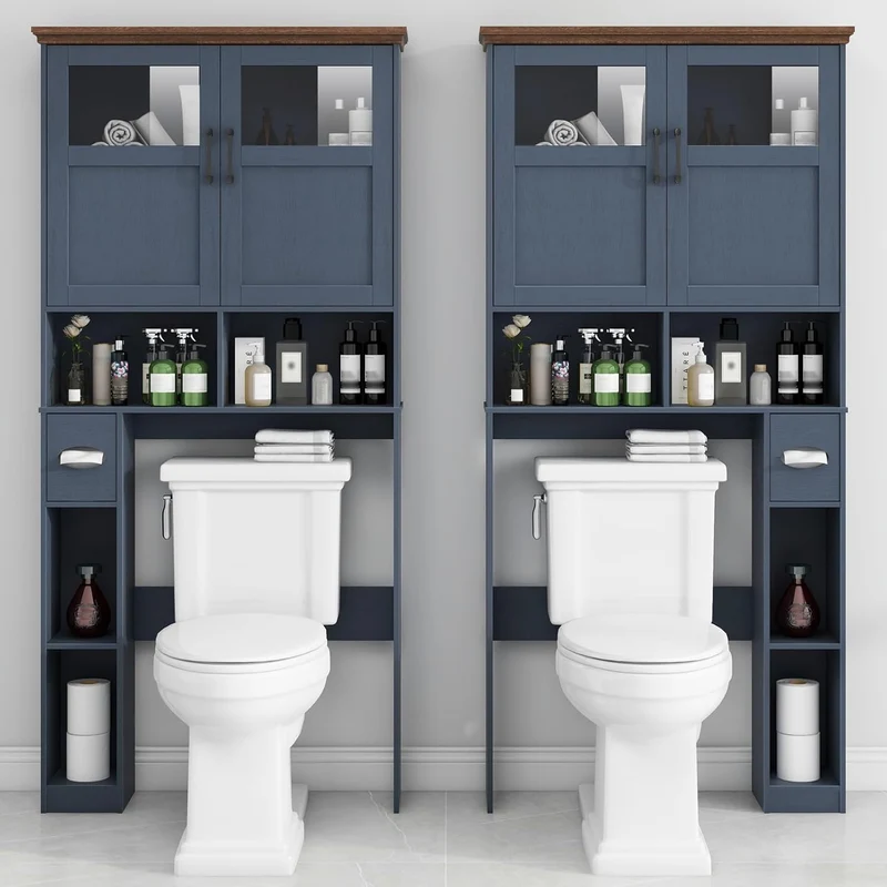 Vabches Over The Toilet Storage Cabinet with Paper Holder Stand