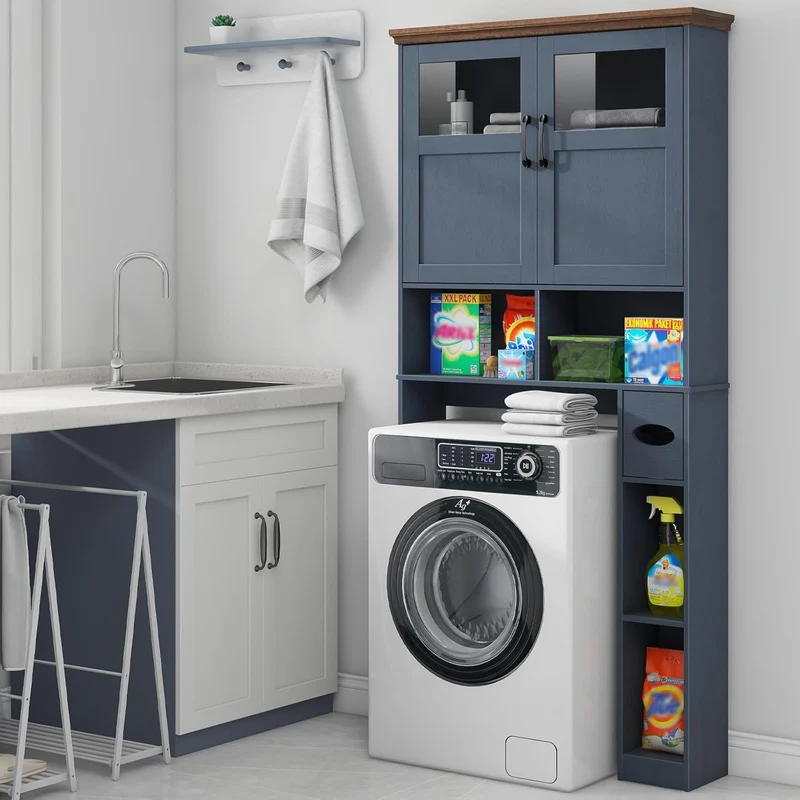 Vabches Over The Toilet Storage Cabinet with Paper Holder Stand