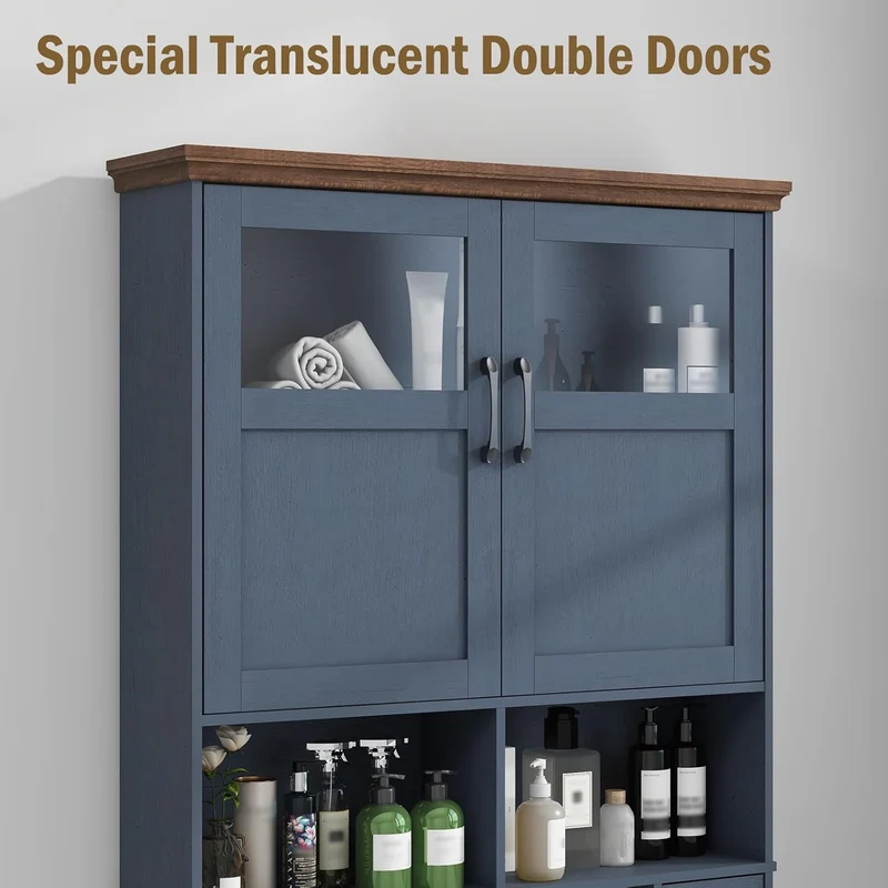 Vabches Over The Toilet Storage Cabinet with Paper Holder Stand