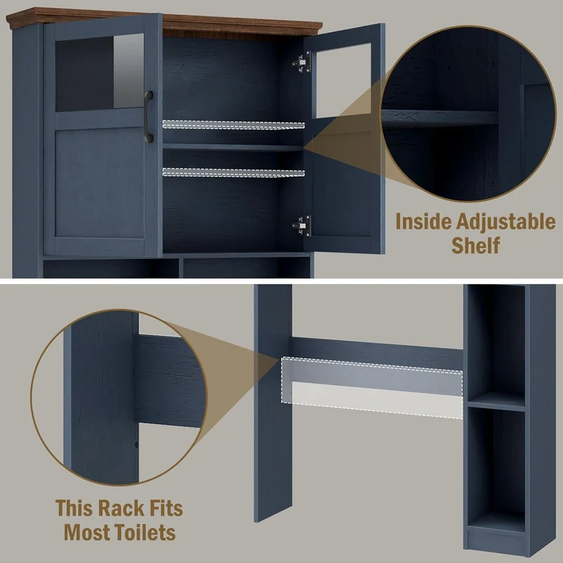 Vabches Over The Toilet Storage Cabinet with Paper Holder Stand