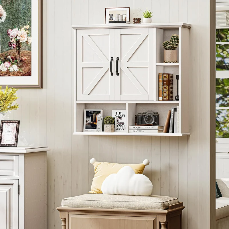 Bathroom Wall Cabinet Over The Toilet Storage Cabinet with Barn Door