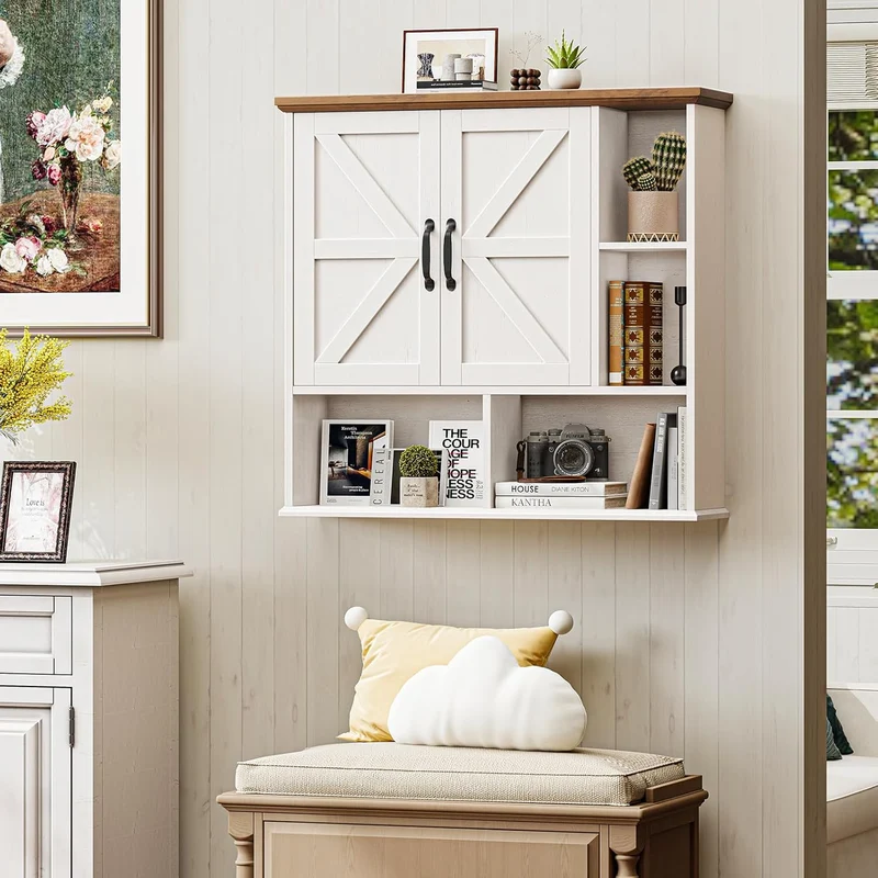 Bathroom Wall Cabinet Over The Toilet Storage Cabinet with Barn Door