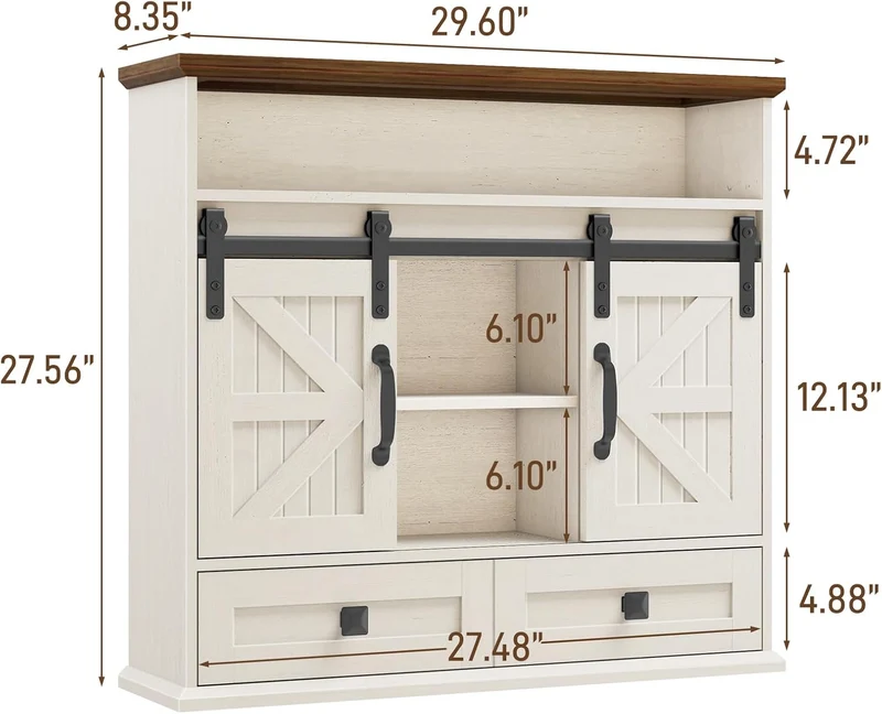 Vabches Bathroom Farmhouse Medicine Cabinet with Double Sliding Barn Door
