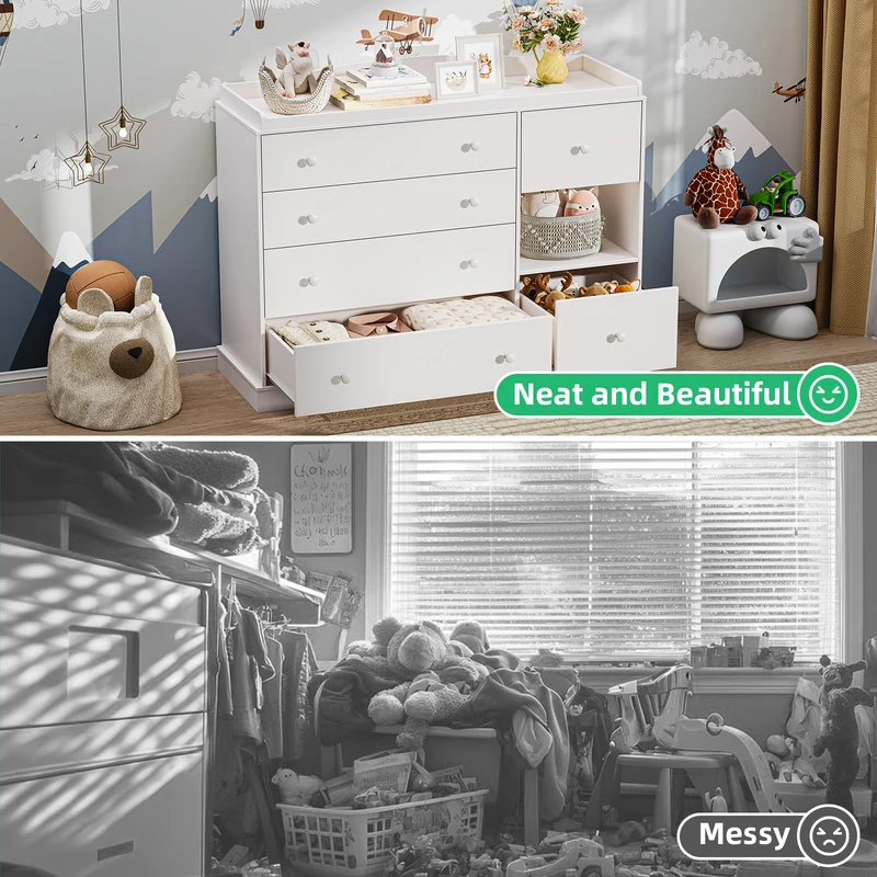 Vabches Multi-Functional Chest of Drawers Kids Dresser Cabinet with 6 Drawers