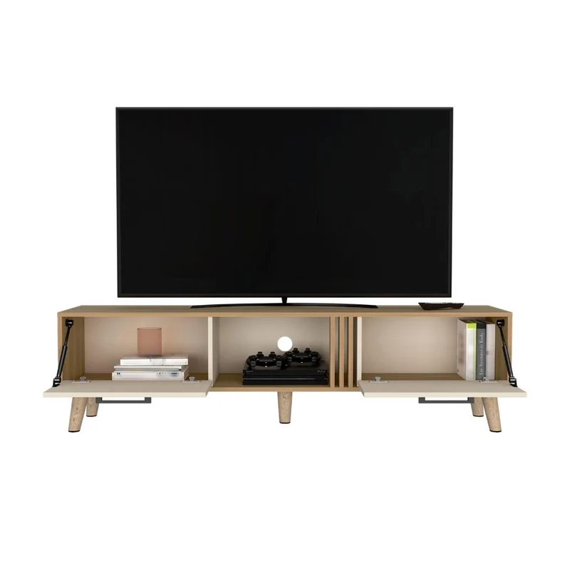 Mesa para TV Vanez, Fresno Europeo y Capri, con Dos Puertas Abatibles 70"