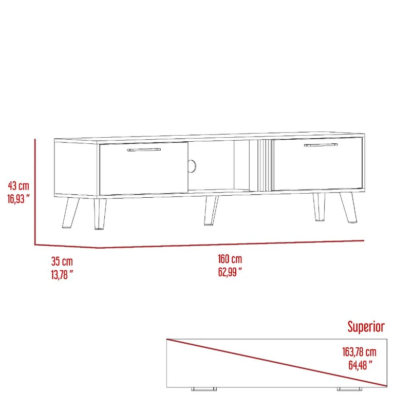 Mesa para TV Vanez, Fresno Europeo y Capri, con Dos Puertas Abatibles 70"