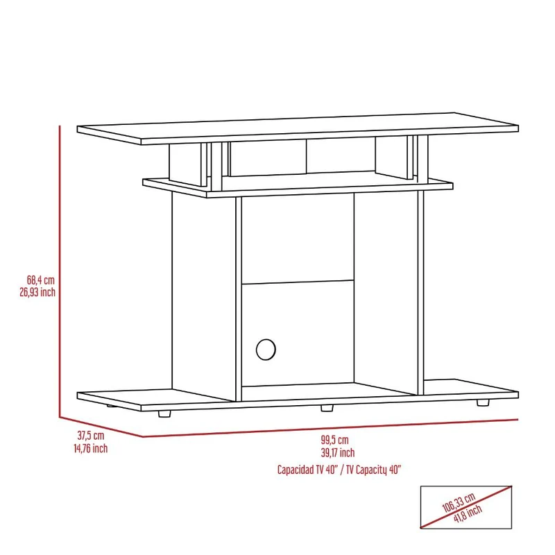Mesa para TV Lisboa, Avellana, con Espacio para Televisor de hasta 40 Pulgadas