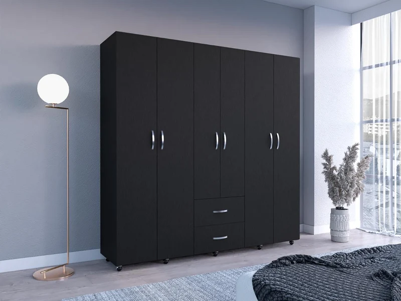 Closet Barin 200x200, Wengue, Con Cuatro Puertas Abatibles