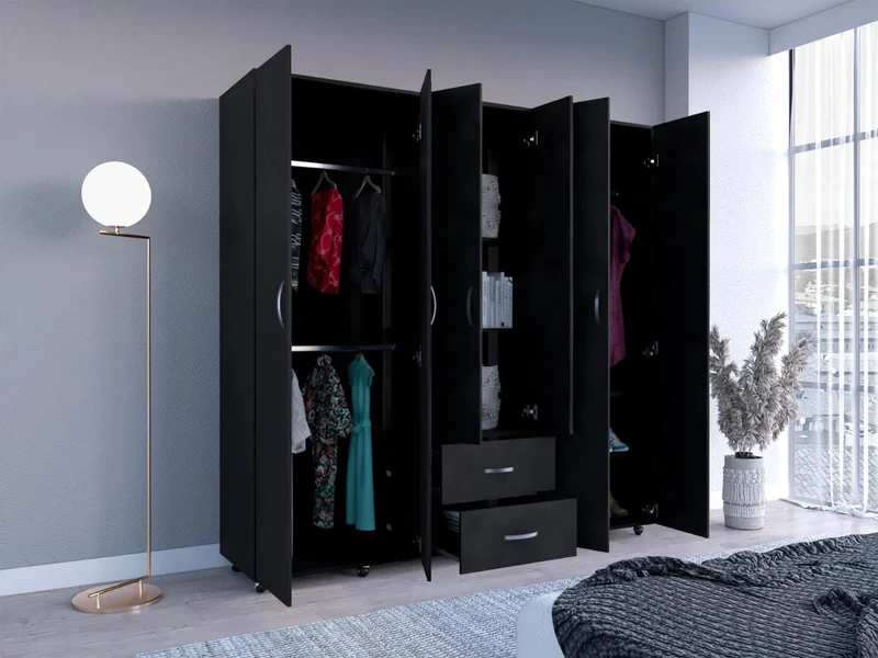 Closet Barin 200x200, Wengue, Con Cuatro Puertas Abatibles