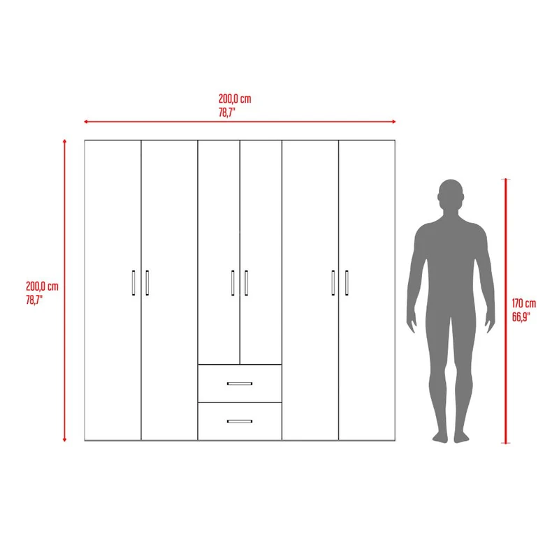 Closet Barin 200x200, Wengue, Con Cuatro Puertas Abatibles