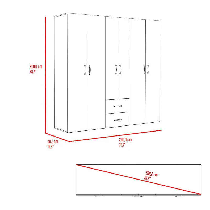 Closet Barin 200x200, Wengue, Con Cuatro Puertas Abatibles