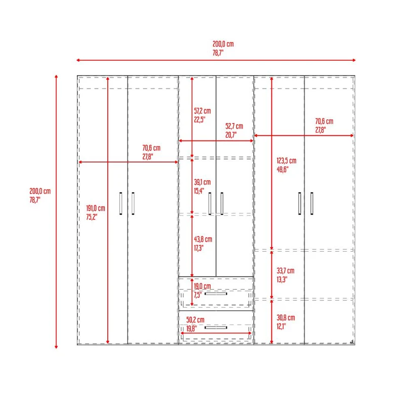 Closet Barin 200x200, Wengue, Con Cuatro Puertas Abatibles