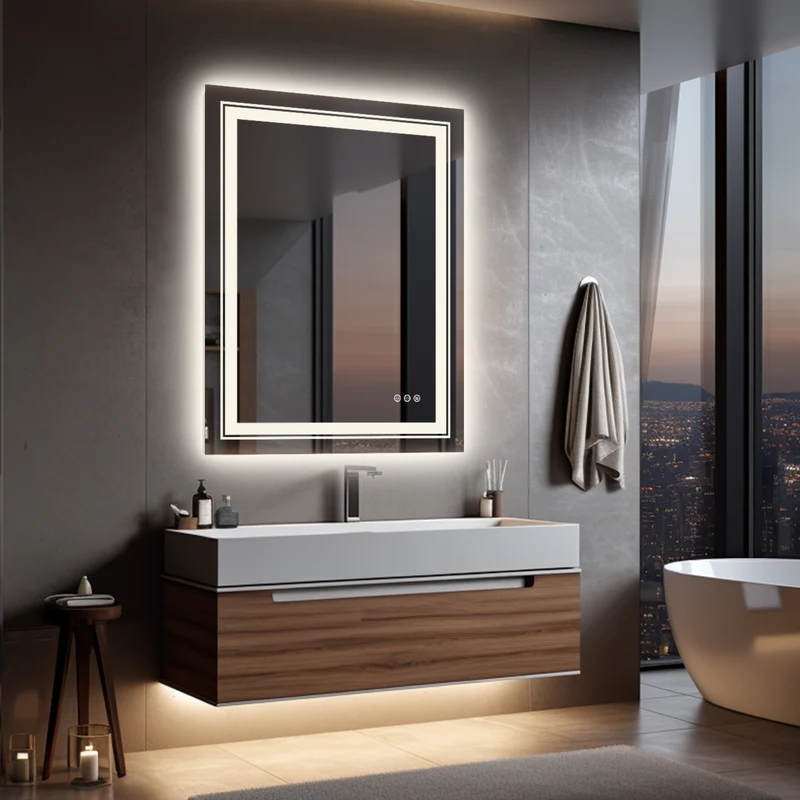 LUVODI Rectangular LED Bathroom Mirror Backlit + Front Lighted, Defogging