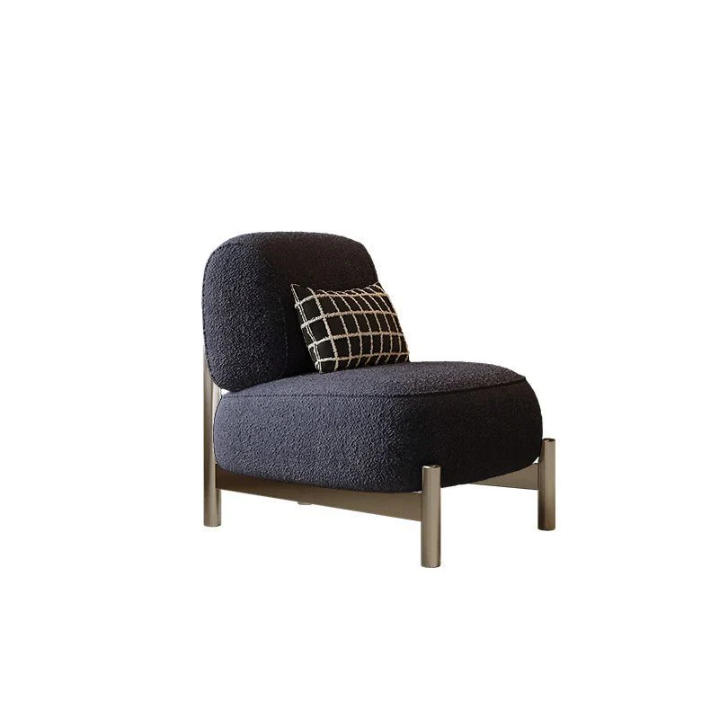 Contemporary Nordic Sherpa Fabric Wood Carbon Steel Stainless Steel Sponge Square Accent Chair Backrest For Living Room