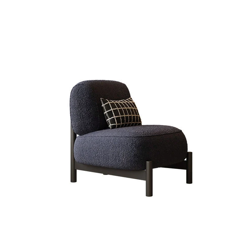 Contemporary Nordic Sherpa Fabric Wood Carbon Steel Stainless Steel Sponge Square Accent Chair Backrest For Living Room