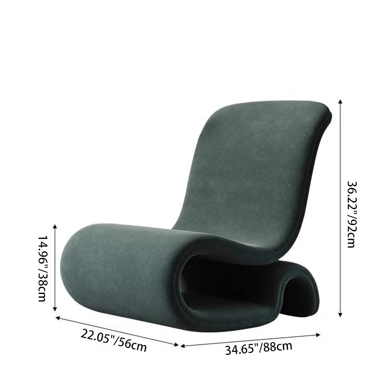 Modern Art Deco Velvet Iron Sponge Curved Shaped Accent Chair Backrest For Living Room