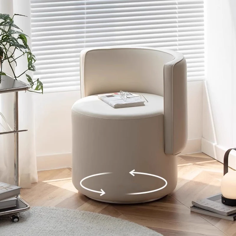 Contemporary Nordic Cylinder Microfiber Leather Aluminum Pine Wood Vanity Stool Backrest For Bedroom