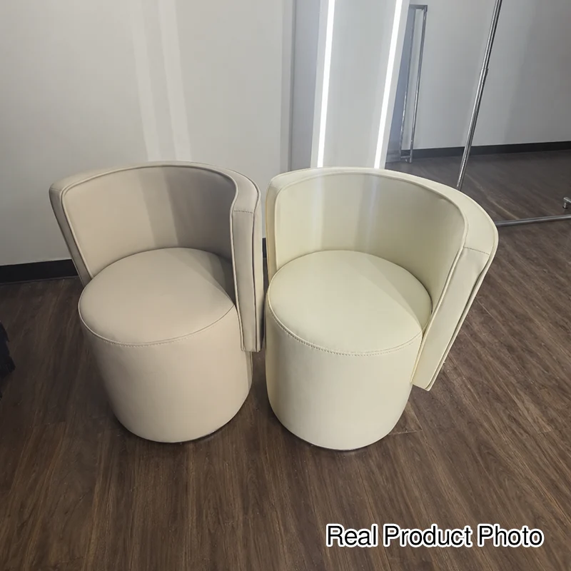 Contemporary Nordic Cylinder Microfiber Leather Aluminum Pine Wood Vanity Stool Backrest For Bedroom