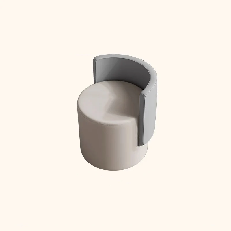 Contemporary Nordic Cylinder Microfiber Leather Aluminum Pine Wood Vanity Stool Backrest For Bedroom