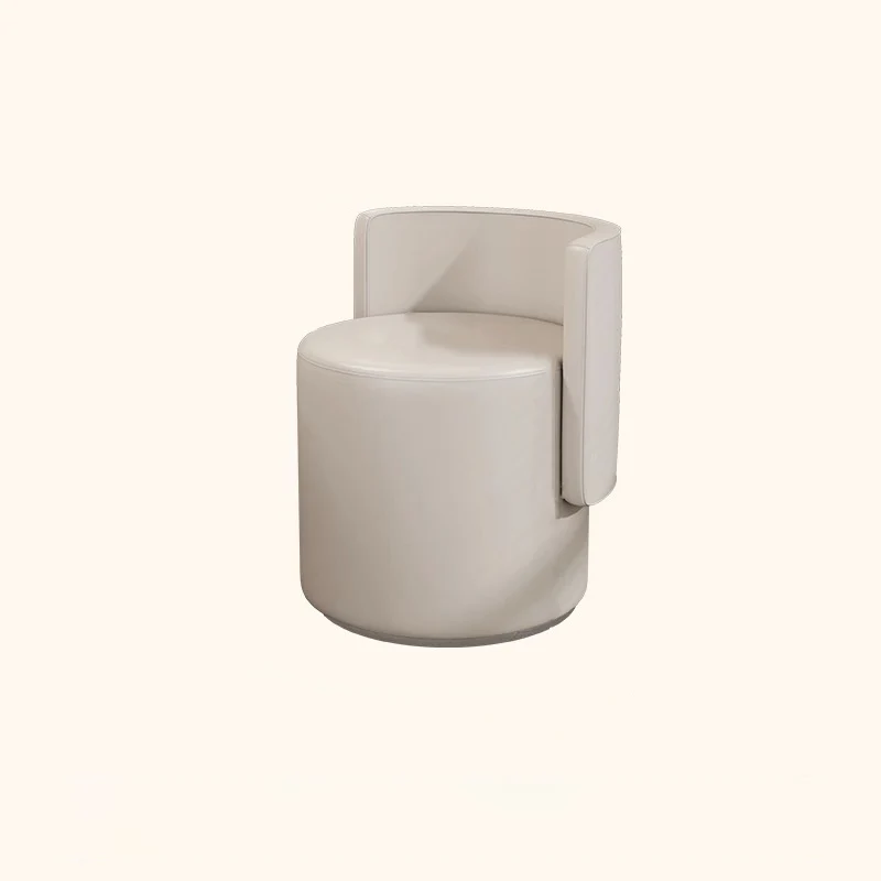 Contemporary Nordic Cylinder Microfiber Leather Aluminum Pine Wood Vanity Stool Backrest For Bedroom