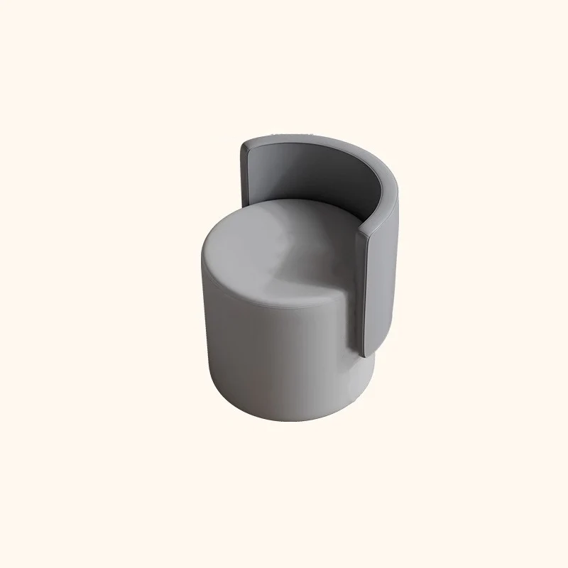 Contemporary Nordic Cylinder Microfiber Leather Aluminum Pine Wood Vanity Stool Backrest For Bedroom