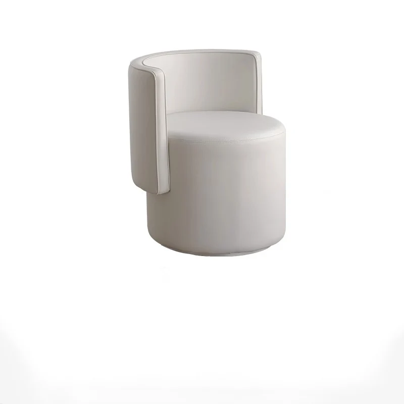 Contemporary Nordic Cylinder Microfiber Leather Aluminum Pine Wood Vanity Stool Backrest For Bedroom