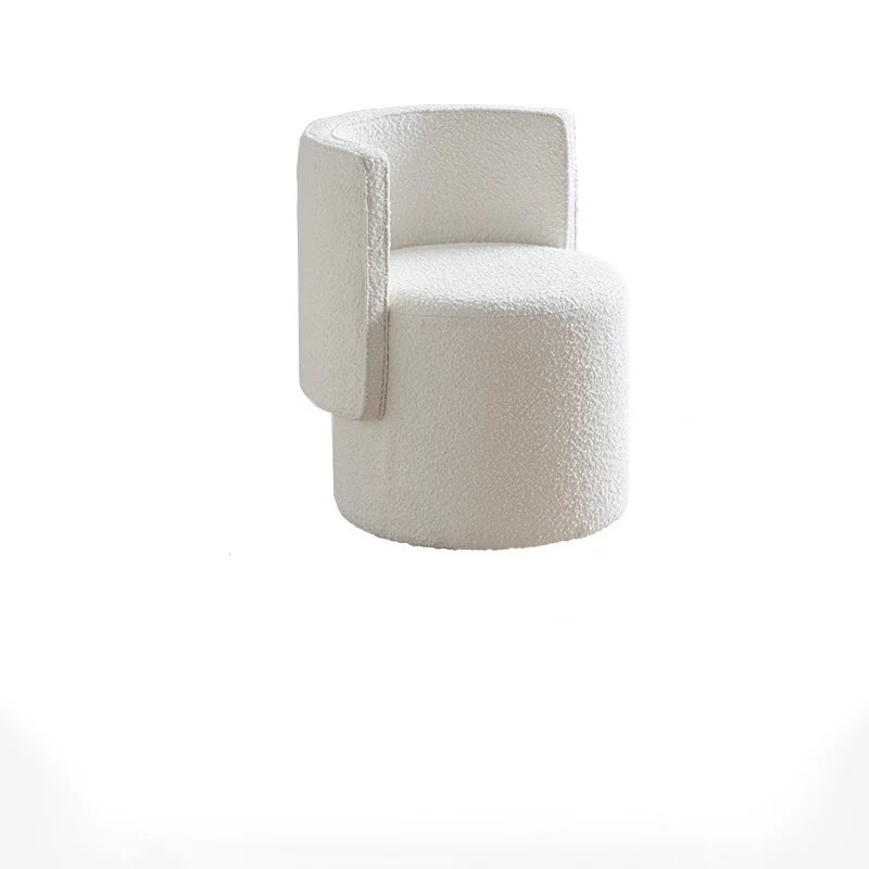 Contemporary Nordic Cylinder Microfiber Leather Aluminum Pine Wood Vanity Stool Backrest For Bedroom