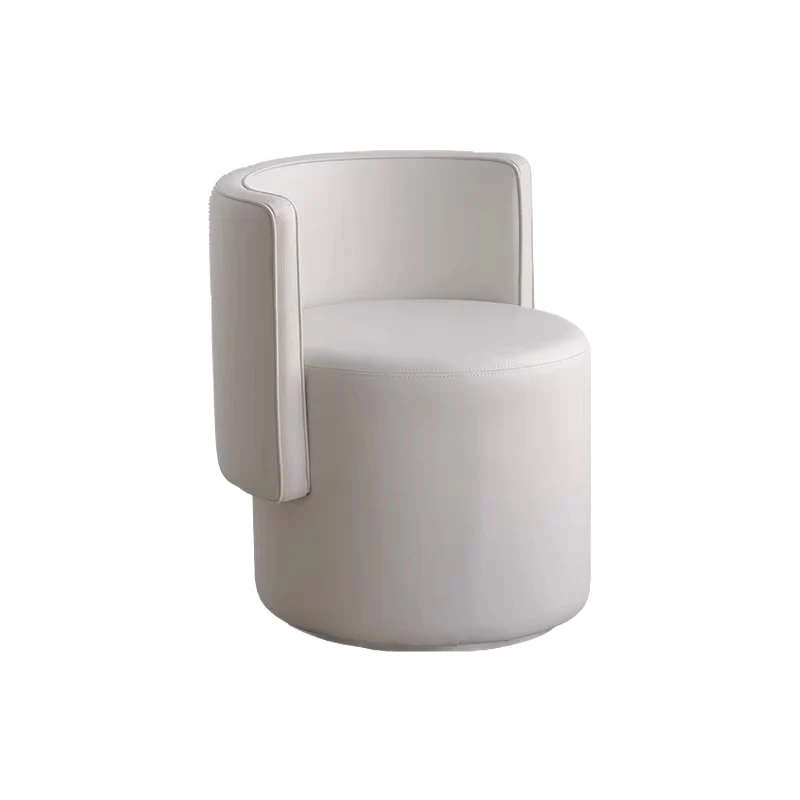 Contemporary Nordic Cylinder Microfiber Leather Aluminum Pine Wood Vanity Stool Backrest For Bedroom