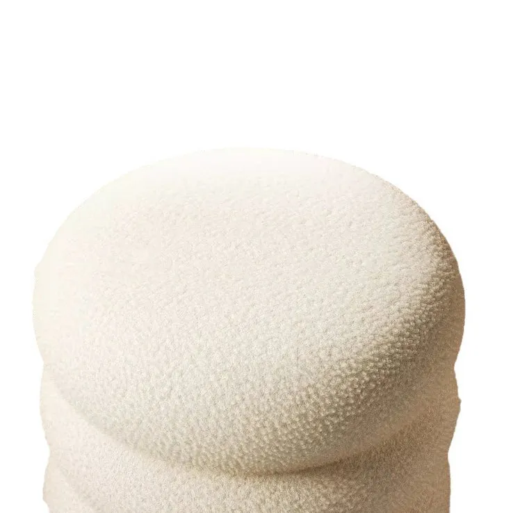 Modern Minimalist Cylinder Frame Sherpa Fabric Plywood Vanity Stool For Bedroom