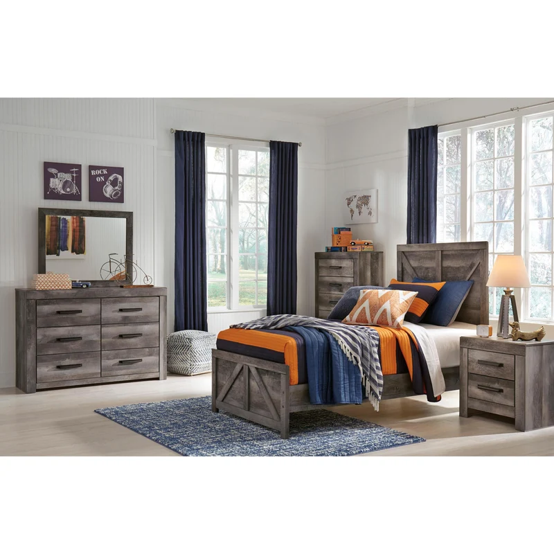 Signature Design by Ashley Wynnlow B440 6 pc Twin Crossbuck Panel Bedroom Set