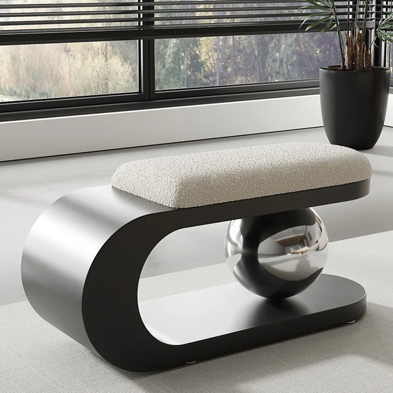 Contemporary Scandinavian Long Curve Orb Carbon Steel Sherpa Fabric Chair For Living Room