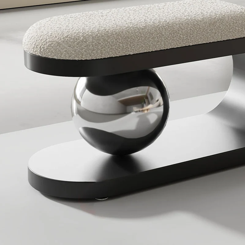 Contemporary Scandinavian Long Curve Orb Carbon Steel Sherpa Fabric Chair For Living Room