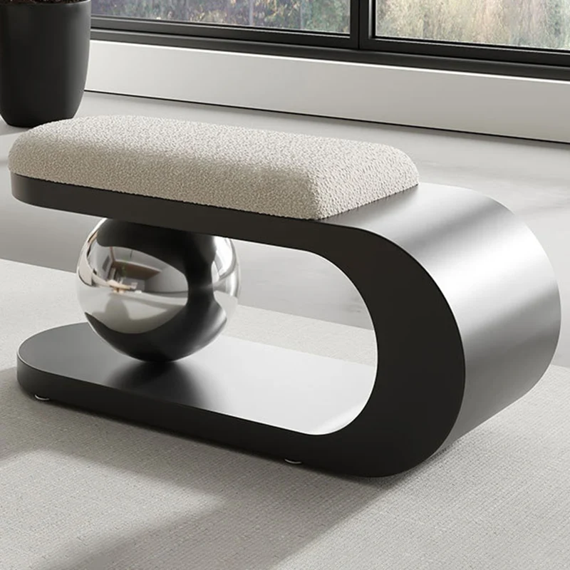 Contemporary Scandinavian Long Curve Orb Carbon Steel Sherpa Fabric Chair For Living Room