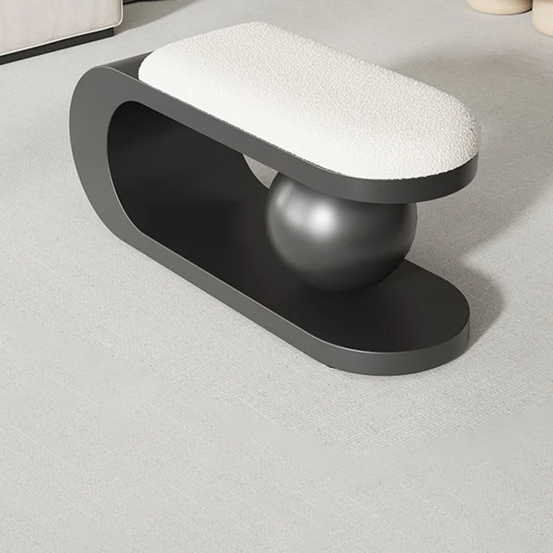 Contemporary Scandinavian Long Curve Orb Carbon Steel Sherpa Fabric Chair For Living Room