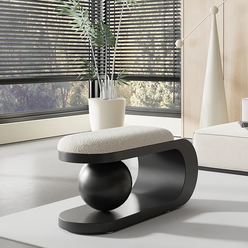 Contemporary Scandinavian Long Curve Orb Carbon Steel Sherpa Fabric Chair For Living Room