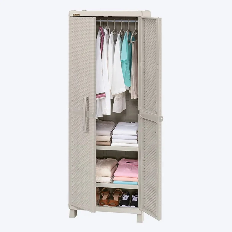 Combo Alcoba Rattan (Armario Ropa + Armario Cajonero) Taupe