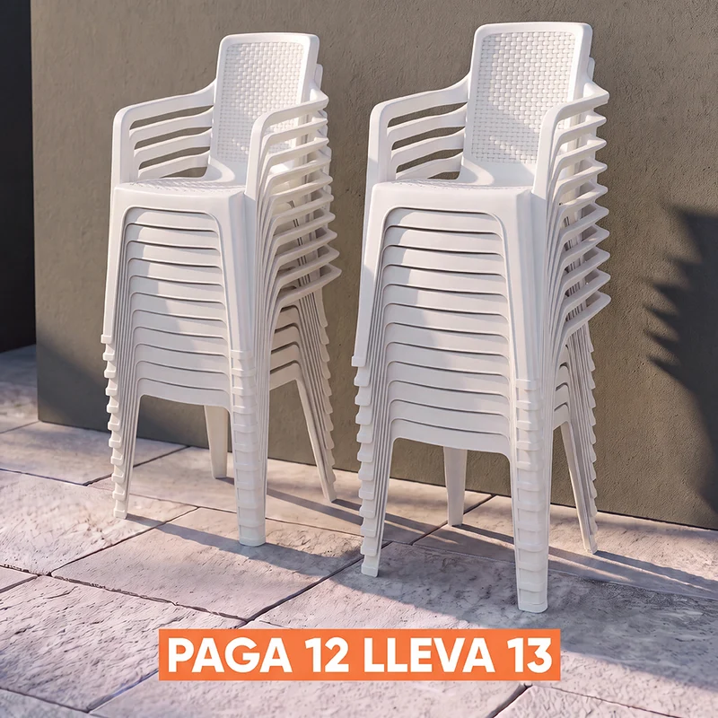 Silla Eterna con Brazos Paga 12 Lleva 13 Blanco Arena