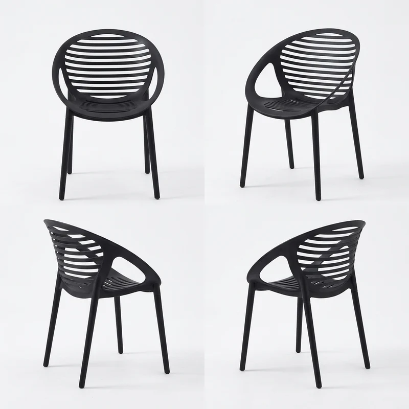 Set de 4 Sillas Tokio con Brazos, Color Negro, con Espaldar y Diseño Moderno