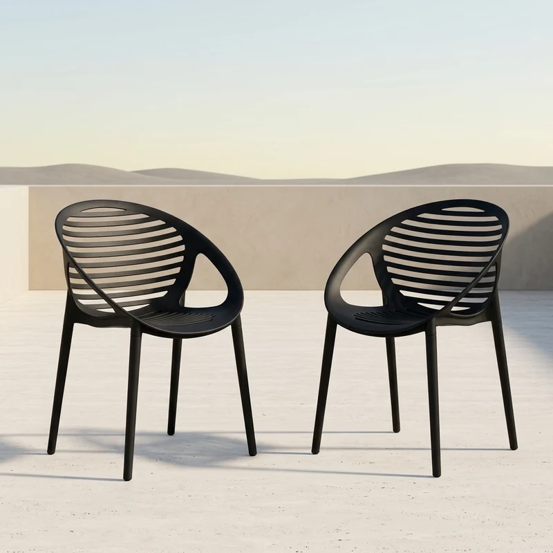 Set de 2 Sillas Tokio con Brazos, Color Negro, con Espaldar y Diseño Moderno