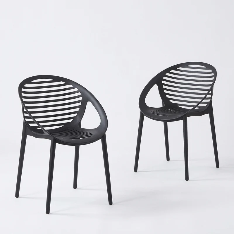 Set de 2 Sillas Tokio con Brazos, Color Negro, con Espaldar y Diseño Moderno