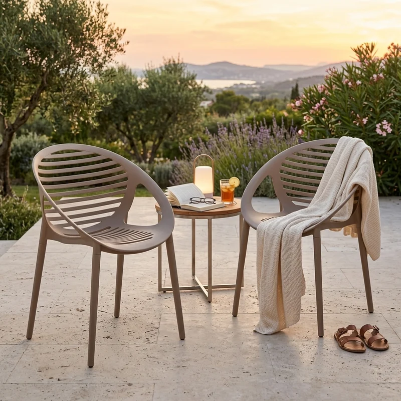 Set de 4 Sillas Tokio con Brazos, Color Taupe, con Espaldar y Diseño Moderno